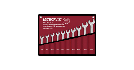 Набор ключей рожковых в сумке Thorvik W1S10TB, 6-24 мм, 10 предметов