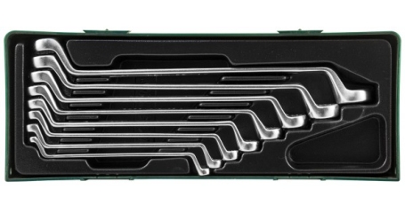 W23108SP Набор ключей гаечных накидных изогнутых 75° в ложементе, 6-22 мм, 8 предметов