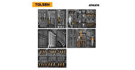 Набор инструментов ATHLETE" для тележки, 15 ложементов, 189 предметов TOLSEN TT85412-189"""
