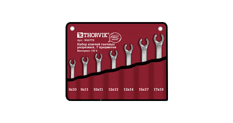 Набор ключей разрезных в сумке Thorvik W4S7TB  8-19 мм, 7 предметов
