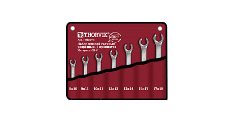 Набор ключей разрезных в сумке Thorvik W4S7TB  8-19 мм, 7 предметов