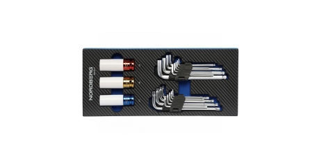 Набор шестигранных ключей и ударных головок NORDBERG 241021T, 21 предмет в ложементе для тележки