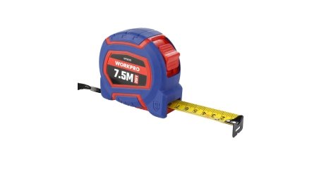 Рулетка пластмассовая 7.5м(25фут)*25мм самоблокирующаяся нейлон WP261010 WORKPRO
